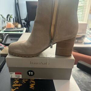 Franco Sarto Women's Beige Suede Heeled Boots